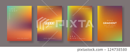 Set of abstract gradient backgrounds. Sunset beach or summer colors. 124738580