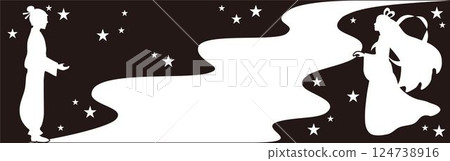 橫幅七夕織姬彥星剪影夏季背景影印空間設計模板插畫素材 橫幅七夕織姬彥星剪影夏季背景影印空間設計模板插畫素材 124738916