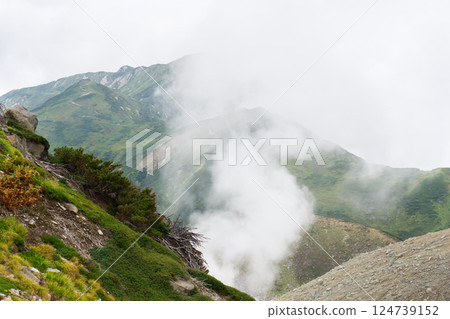 地獄谷(從雷鳥莊和禦庫裡池溫泉中間望去) 攀登北阿爾卑斯山的劍山 地獄谷(從雷鳥莊和禦庫裡池溫泉中間望去) 攀登北阿爾卑斯山的劍山 124739152
