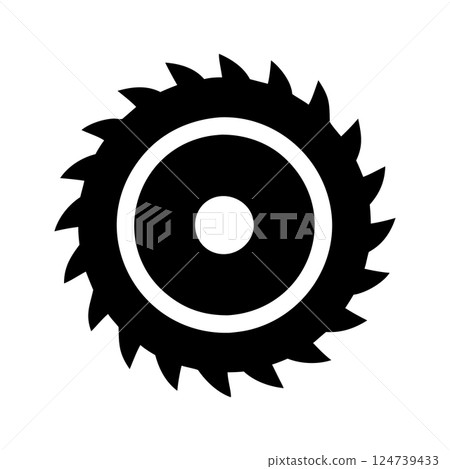 Black silhouettes of different circular saw blades, vector. 124739433