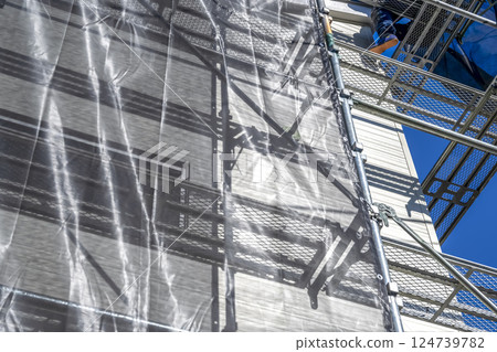 Exterior wall repair work for detached houses Roof and exterior wall renovation Exterior wall repair work for detached houses Roof and exterior wall renovation 124739782