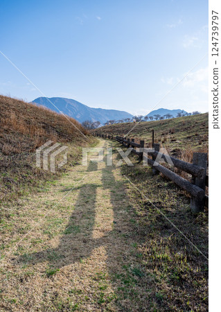 Scenery of Aso after field burning 124739797