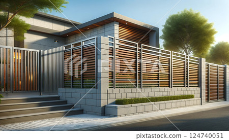 房屋外部隱私圍欄和地基塊 1“AI 生成的圖像” 124740051