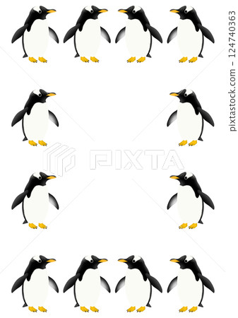 Cute Gentoo penguin frame illustration 124740363