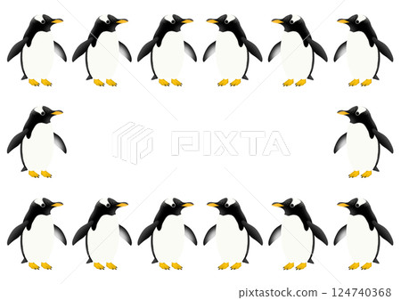Cute Gentoo penguin frame illustration 124740368