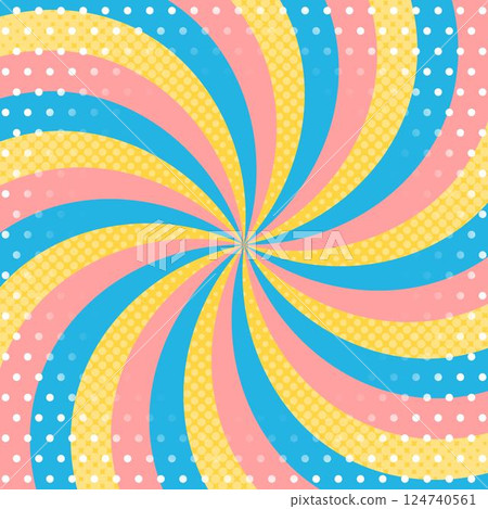 Curved sunburst, halftone dot pattern, dots pattern, square size 124740561