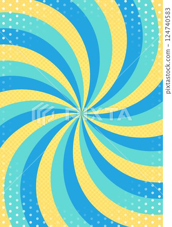 Curved sunburst, halftone dots, dot pattern, portrait orientation 124740583
