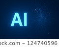 未來有 AI 字母標誌的科技設計（人工智慧、演示背景） 124740596