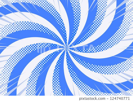 Curved sunburst, halftone dot pattern, concentrated lines, pop design 124740771