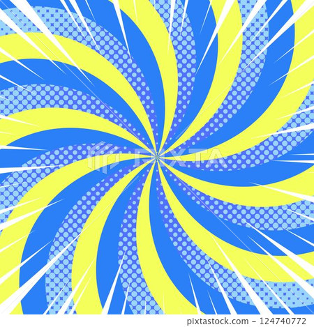 Curved sunburst, halftone dot pattern, concentrated lines, pop design, square size Curved sunburst, halftone dot pattern, concentrated lines, pop design, square size 124740772