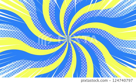Curved sunburst, halftone dot pattern, concentrated lines, pop design 124740797