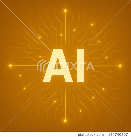 未來有 AI 字母標誌的科技設計（人工智慧、演示背景） 124740807