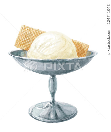 Retro coffee shop ice cream (vanilla, wafer) 124741048