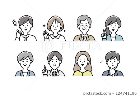 Illustration set of a happy business person 124741196