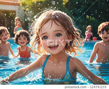 Children playing in the pool 124741233
