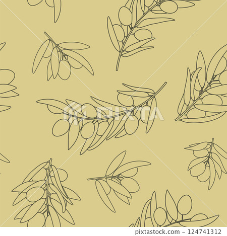 Olives seamless pattern vintage line art 124741312