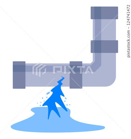 因缺乏檢查和維護而導致水管和水管漏水的圖示 因缺乏檢查和維護而導致水管和水管漏水的圖示 124741472