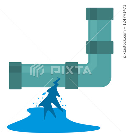 Illustration of water leaking from pipes and water pipes due to lack of inspection and maintenance Illustration of water leaking from pipes and water pipes due to lack of inspection and maintenance 124741473