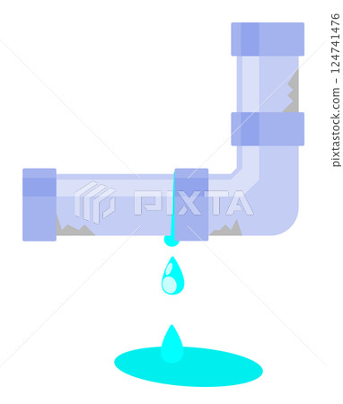 Illustration of water leaking from pipes and water pipes due to lack of inspection and maintenance 124741476