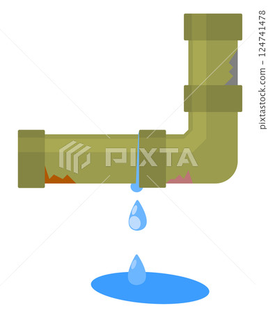 因缺乏檢查和維護而導致水管和水管漏水的圖示 124741478