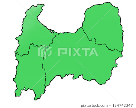 A slightly loose map of Toyama Prefecture divided into regions 124742347