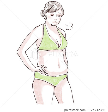 泳裝女性/女性腹部/腸道健康/便秘/除毛/減肥/腰部/曲線/塑身/皮下脂肪/ 124742393