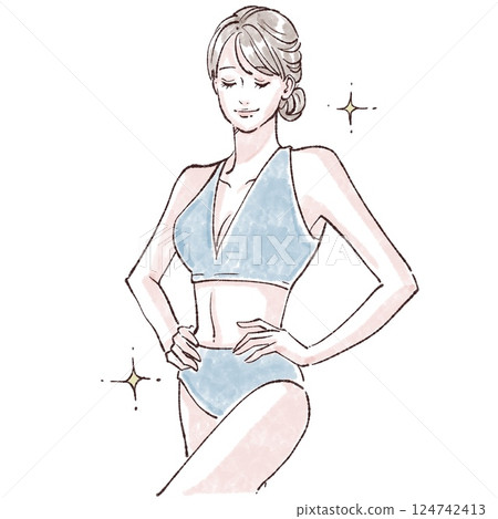 泳裝女性/女性腹部/腸道健康/便秘/除毛/減肥/腰部/曲線/塑身/皮下脂肪/ 124742413
