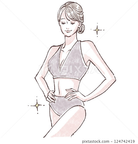 泳裝女性/女性腹部/腸道健康/便秘/除毛/減肥/腰部/曲線/塑身/皮下脂肪/ 124742419