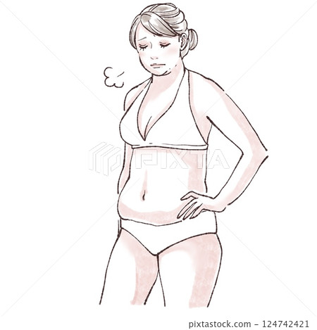 泳裝女性/女性腹部/腸道健康/便秘/除毛/減肥/腰部/曲線/塑身/皮下脂肪/ 124742421