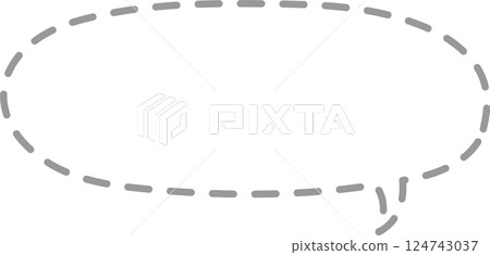 minimal doodle hand draw speech bubble balloon, think speak talk text box banner, flat design png illustration 124743037