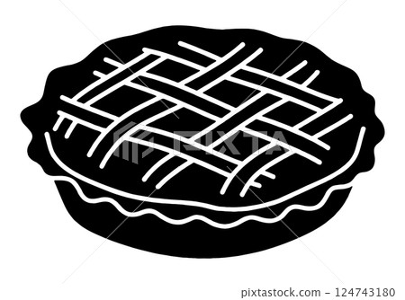 Simple black silhouette illustration of a braided apple pie, cut out on transparent background 124743180