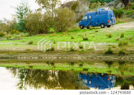 Camper van camping on nature in Portugal 124743680