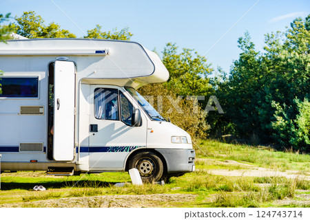 Camper rv camping on nature in Portugal Camper rv camping on nature in Portugal 124743714