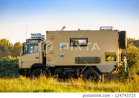 Offroad camper 4x4 truck on nature 124743715