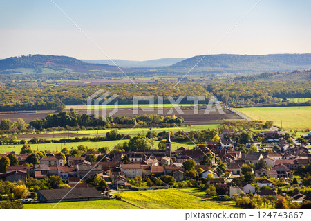Summer valley landscape in Lorraine France Summer valley landscape in Lorraine France 124743867
