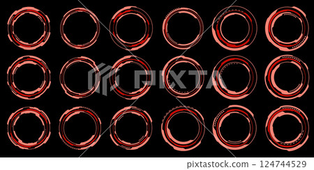 Set of sci fi red circle user interface elements technology futuristic design modern creative on black background vector Set of sci fi red circle user interface elements technology futuristic design modern creative on black background vector 124744529