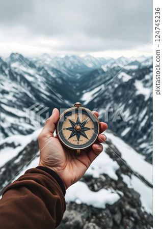 Traveler Navigating the Alpine Crossing A...-插圖素材 [124745236] - PIXTA圖庫