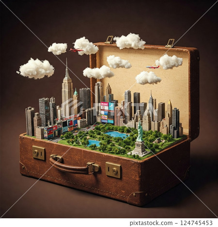Portable Escapes Miniature Travel Destinations Nestled Within A Retro Classic Luggage 124745453
