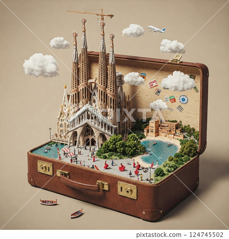 Portable Escapes Miniature Travel Destinations Nestled Within A Retro Classic Luggage 124745502