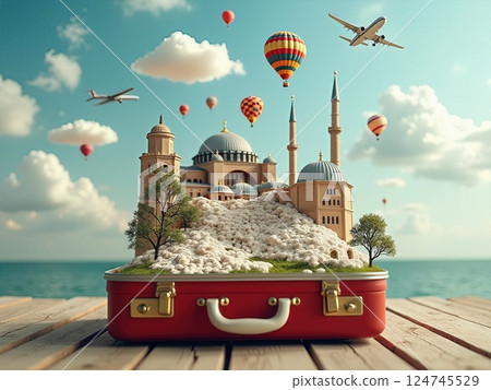 Portable Escapes Miniature Travel Destinations Nestled Within A Retro Classic Luggage 124745529