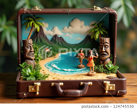 Portable Escapes Miniature Travel Destinations Nestled Within A Retro Classic Luggage 124745530