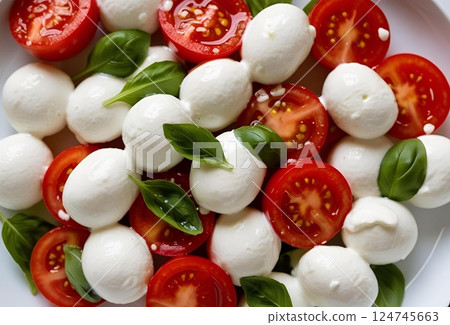 卡普雷塞配櫻桃番茄和馬蘇里拉起司 124745663