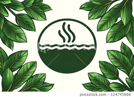 綠葉和水療中心設計標誌壁紙 124745666