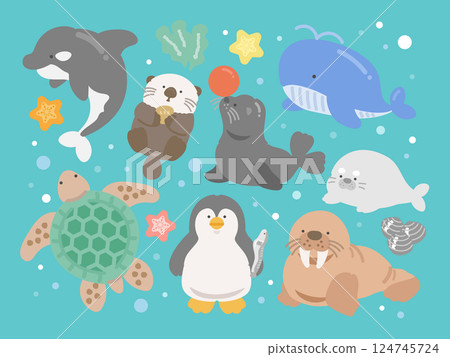 水族箱海洋生物插圖集 水族箱海洋生物插圖集 124745724