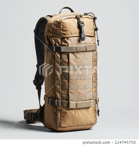 Durable tactical backpack for outdoor adventures and hiking with molle system in earthy tones 124745750