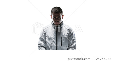 Male Chef In Jacket With Serious Expression. Culinary Expertise And Professionalism Highlighted Isolated On Transparent Background 124746288