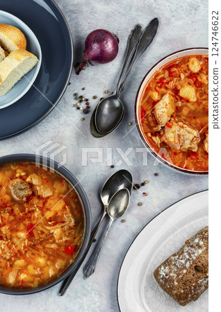 Traditional food borsch. Traditional food borsch. 124746622