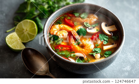 Delicious Tom Yum Kung, Thai food 124746647