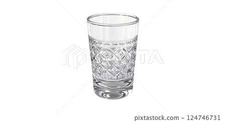 Elegant Crystal Glass With Intricate Pattern Design. Luxury Drinkware For Sophisticated Dining Isolated On Transparent Background 124746731