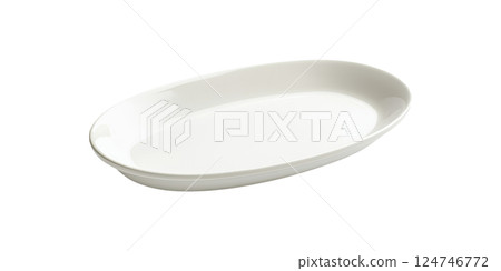 Oval Ceramic Plate. Elegant Tableware For Dining And Serving Isolated On Transparent Background 124746772